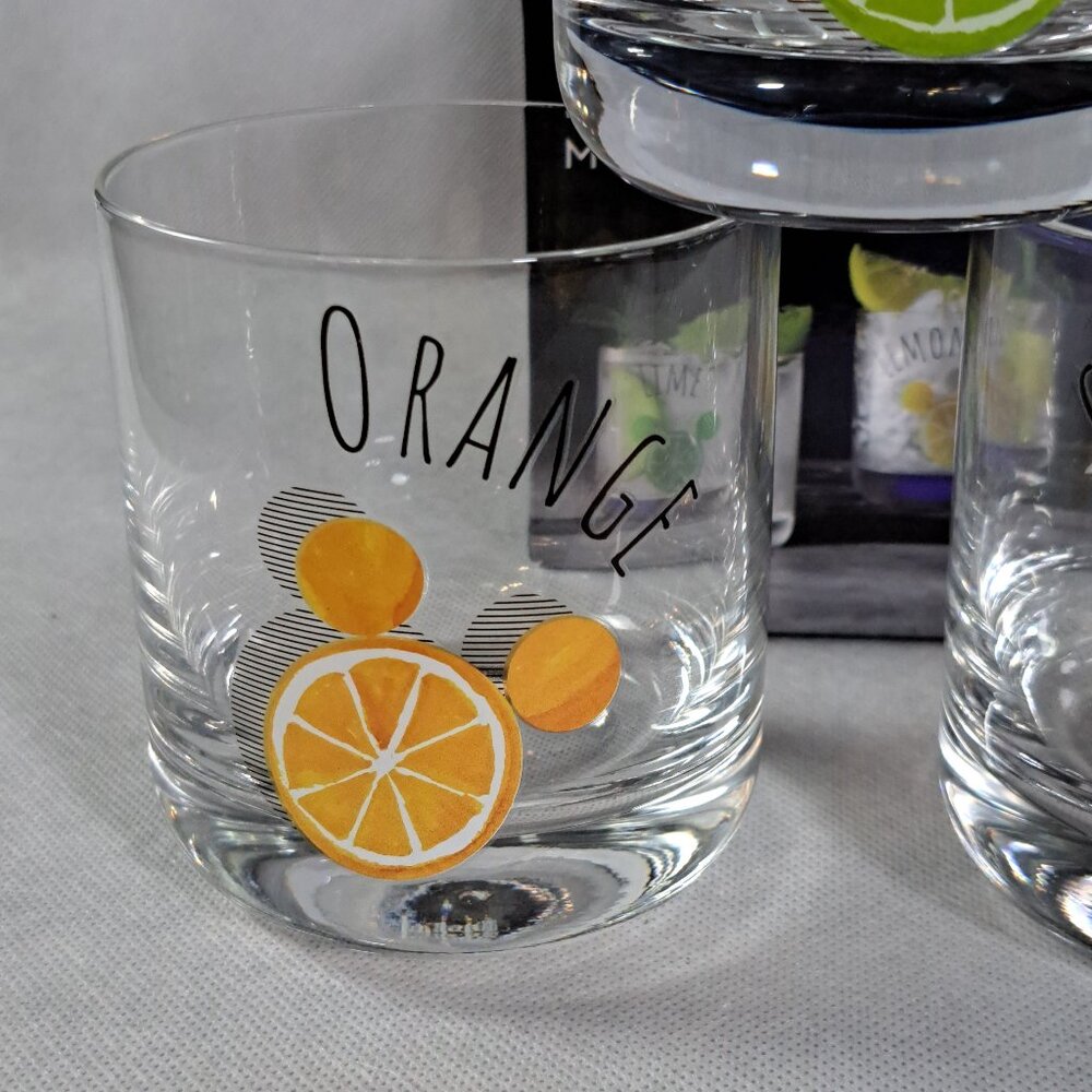 NEW Joyjolt Disney Mickey Mouse Citrus Glasses ~ Set Of 4 10 Oz Drinking Glasses - Picture 9 of 13